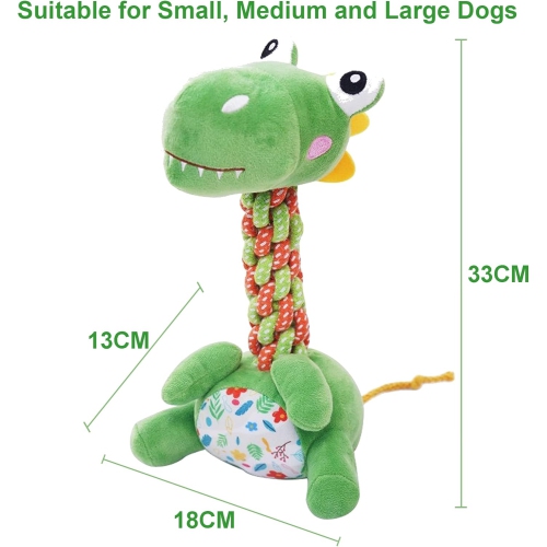 Large squeaky plush dinosaur dog toy, durable chew toy for dogs who love to chew, perfect for small and medium dogs to reduce bite force and chewing