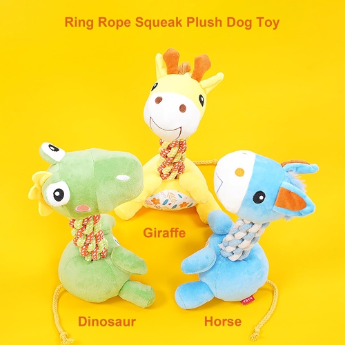 Large squeaky plush dinosaur dog toy, durable chew toy for dogs who love to chew, perfect for small and medium dogs to reduce bite force and chewing