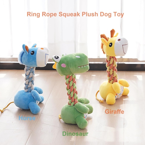 Large squeaky plush dinosaur dog toy, durable chew toy for dogs who love to chew, perfect for small and medium dogs to reduce bite force and chewing