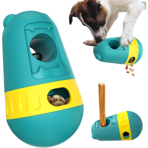 Safety Device Adjustable Treat Dispensing Puzzle Toy Ball Food Dispenser Slow Feeding Bowl Puppy Enrichment Interactive Chase Training Toy for Small