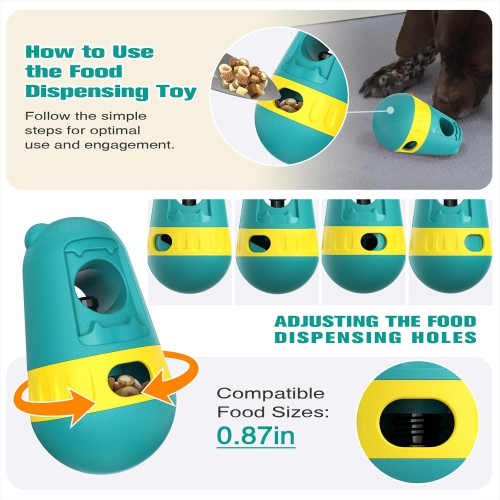 Safety Device Adjustable Treat Dispensing Puzzle Toy Ball Food Dispenser Slow Feeding Bowl Puppy Enrichment Interactive Chase Training Toy for Small