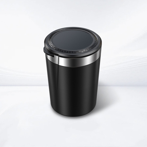 Car supplies, car ashtray, multifunctional LED light with lid for car use, portable one-button opening personality and creativity - silver