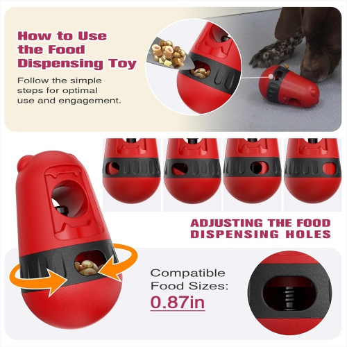 Safety Device Adjustable Treat Dispensing Puzzle Toy Ball Food Dispenser Slow Feeding Bowl Puppy Enrichment Interactive Chase Training Toy for Small