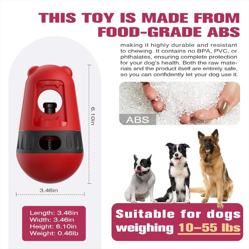 Safety Device Adjustable Treat Dispensing Puzzle Toy Ball Food Dispenser Slow Feeding Bowl Puppy Enrichment Interactive Chase Training Toy for Small