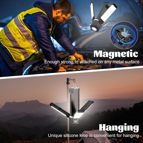 Outdoor camping light folding lighting, hanging light work light tent light, camping light, multi-function emergency light camping light, 3000mAh