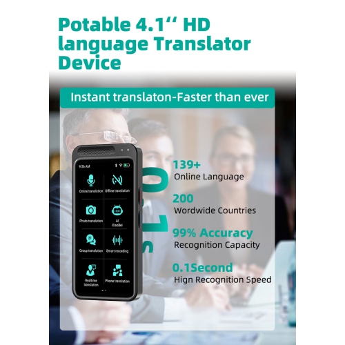 Vormor Z6 Traducteur hors ligne précis, 138 langues ​​la traduction simultanée prend en charge l'apprentissage en voyage et la machine de traduction