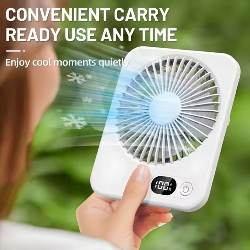USB Mini Portable Fan, 5 Speed Desktop Fan with LED Display, Hanging Circulation Fan Suitable for Office, Home, Travel