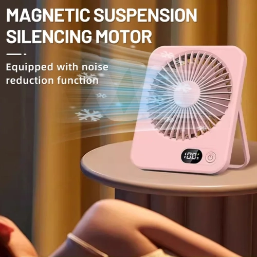 USB Mini Portable Fan, 5 Speed Desktop Fan with LED Display, Hanging Circulation Fan Suitable for Office, Home, Travel