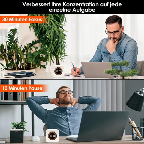 Pomodoro Technique Timer, 5, 10, 25, 45 Minutes Presets, Desk Productivity Timer Cube, Great for Work, Study, Kitchen