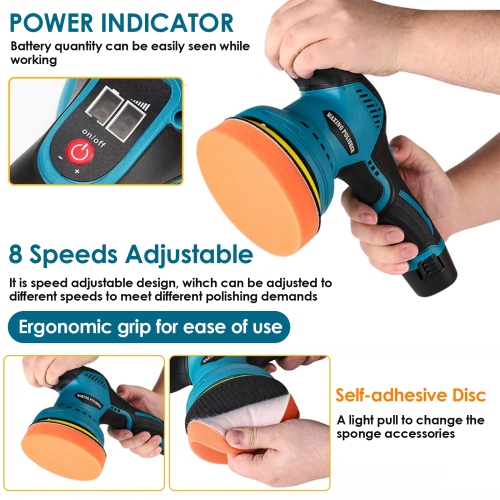 Polisseuse pour voiture avec 8 vitesses variables 2500-5000 tr/min Kit de cire de polissage pour voiture pour cire de finition automobile