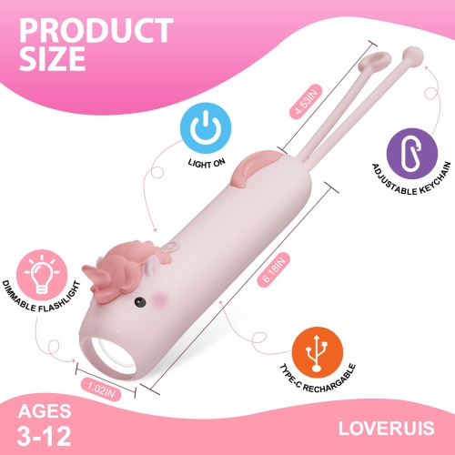 Kids Flashlight, Pink LED Unicorn Flashlight, Suitable for Boys and Girls Camping and Outdoor Adventure
