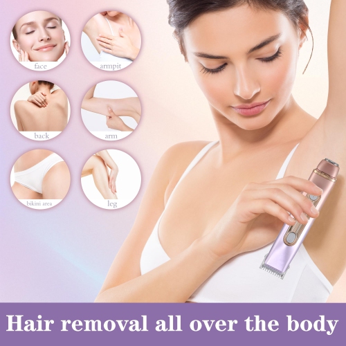 2 in 1 Women Electric Shaver Dual Head Bikini Trimmer IPX7 Waterproof Wet & Dry Use Body Remover for Bikini, Underarm Leg, Private Area, Arm, Body,