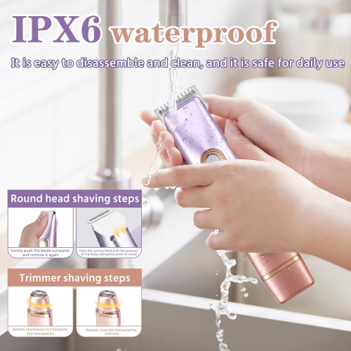 2 in 1 Women Electric Shaver Dual Head Bikini Trimmer IPX7 Waterproof Wet & Dry Use Body Remover for Bikini, Underarm Leg, Private Area, Arm, Body,