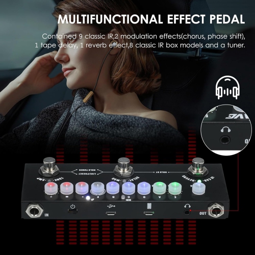 9 pre-amplifier simulation integrated guitar effects | 8 sets of cabinet IR loading | professional-grade effects chain | high-precision tuner |