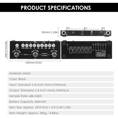 9 pre-amplifier simulation integrated guitar effects | 8 sets of cabinet IR loading | professional-grade effects chain | high-precision tuner |