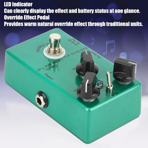 Guitar Effects Pedal, Adjustable Effects Pedal Tube Screamer Overdrive Processor with Classic Distortion Tone Effect for Guitar and Bass