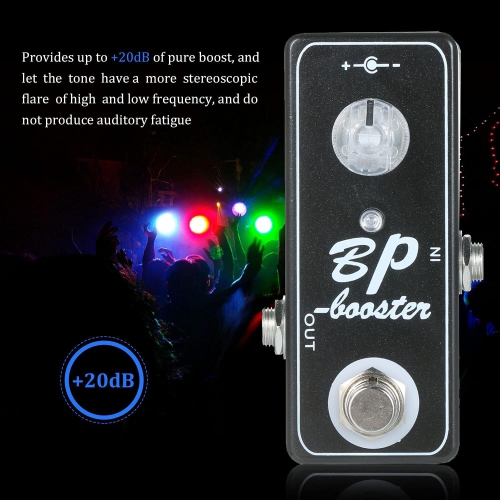 Guitar Pedal Mini guitar pedal | Professional pure sound booster | +20dB gain | DIP frequency band selection | True bypass mechanical switch | FET