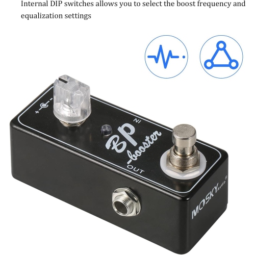 Guitar Pedal Mini guitar pedal | Professional pure sound booster | +20dB gain | DIP frequency band selection | True bypass mechanical switch | FET