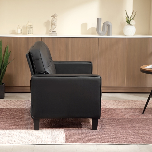 HOMCOM 51" PU Leather Loveseat, Upholstered Double Sofa Couch with Armrests, Tufted Backrest, Pocket Spring and Sponge Padded Cushion for Living