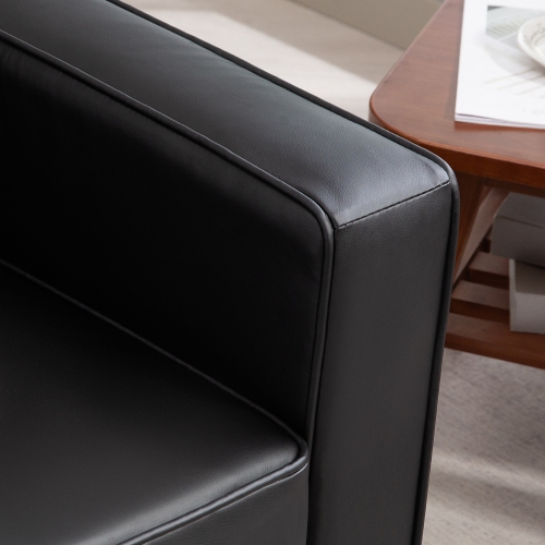 HOMCOM 51" PU Leather Loveseat, Upholstered Double Sofa Couch with Armrests, Tufted Backrest, Pocket Spring and Sponge Padded Cushion for Living