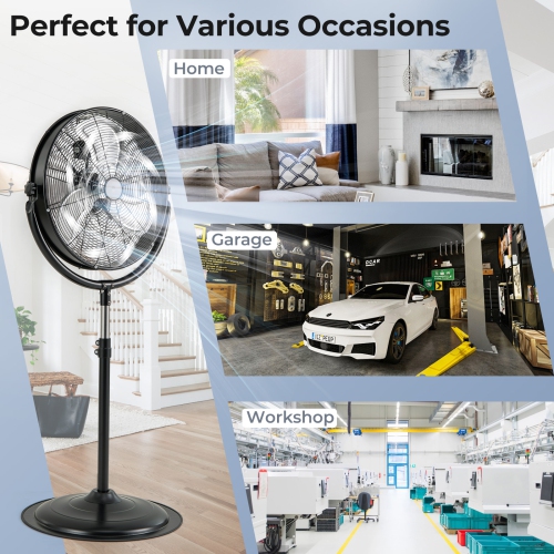 Gymax 20'' High Velocity Pedestal Fan w/3 Speeds 360 Degree Tilt & Adjustable Height