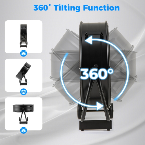 Gymax 24 Inch Industrial Drum Fan w/ 360 Degree Adjustable Tilt & 2 Wheels for Warehouse