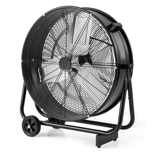 Gymax 24 Inch Industrial Drum Fan w/ 360 Degree Adjustable Tilt & 2 Wheels for Warehouse