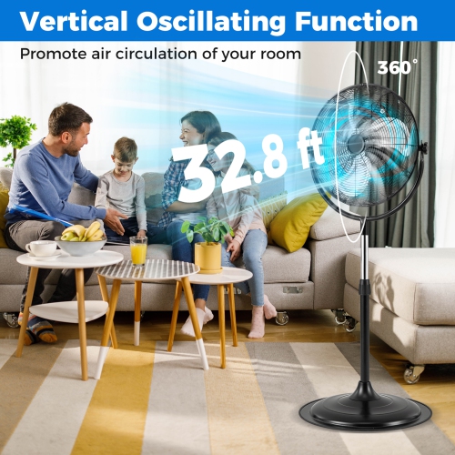 Gymax 18'' High Velocity Pedestal Fan w/3 Speeds 360 Degree Tilt & Adjustable Heigh for Home