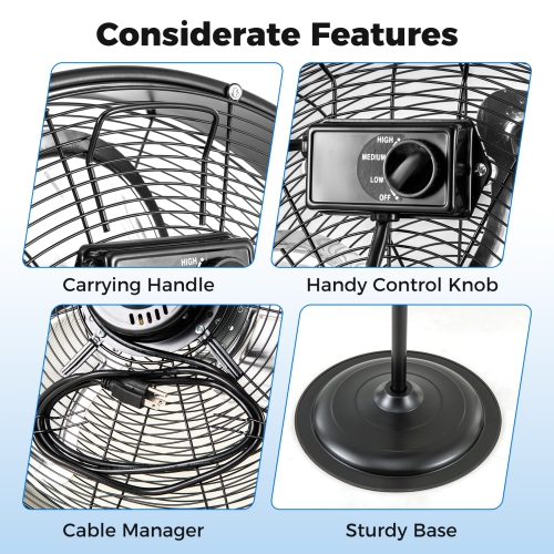 Gymax 18'' High Velocity Pedestal Fan w/3 Speeds 360 Degree Tilt & Adjustable Heigh for Home