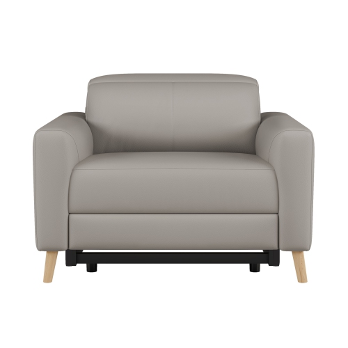 Valencia Elodie Top Grain Leather Recliner Single Seat Sofa, Light Grey