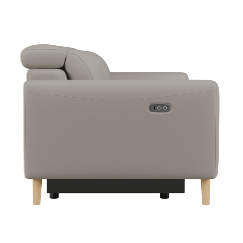 Valencia Elodie Top Grain Leather Recliner Single Seat Sofa, Light Grey