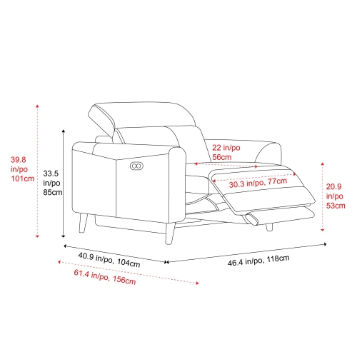 Valencia – Canapé inclinable en cuir pleine fleur Elodie, cognac