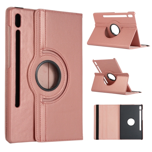 [CS] 360 Rotating PU Leather Tablet Case Smart Cover for Samsung Galaxy Tab S10 FE+ Plus, SM-X620 SM-X626, Rose Gold