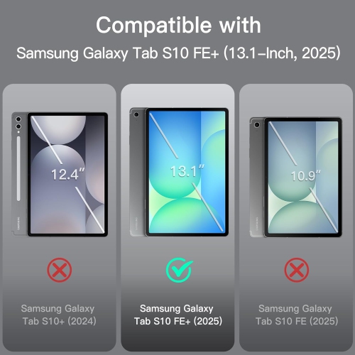 XCRS Samsung Galaxy Tab S10 FE Plus 2025 Case 360° Swivel Rotating with Kickstand, Multi-Angle Viewing PU Leather Folio Cover