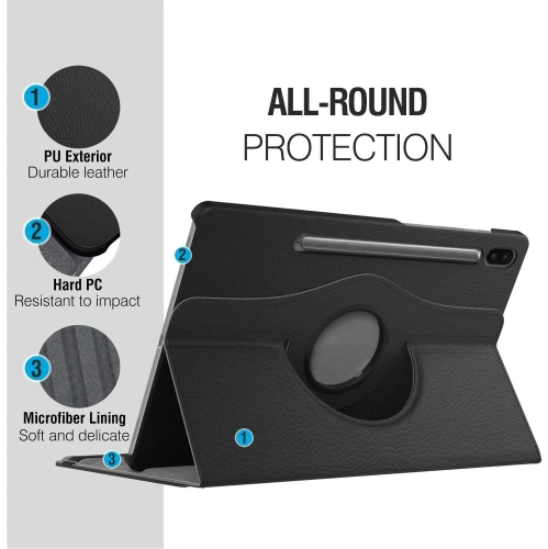 XCRS Samsung Galaxy Tab S10 FE Plus 2025 Case 360° Swivel Rotating with Kickstand, Multi-Angle Viewing PU Leather Folio Cover