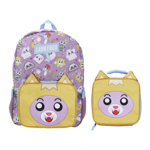Lanky Box 2-Piece 16” Backpack & Lunch Box Set For School And Travel