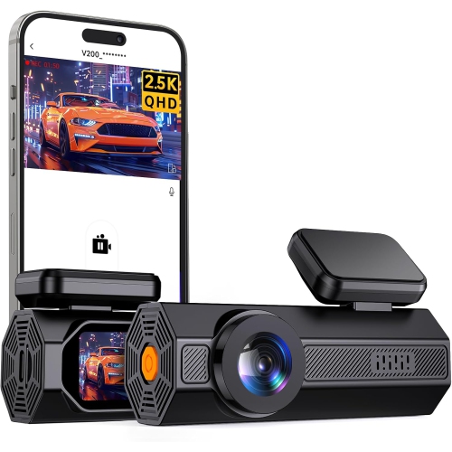 Dash Cam Front 2.5K: Mini Dash Cam for Cars, 1440P Car Camera with APP, WiFi Dash Cam with WDR Night Vision, 24 Hours Parking Monitor Dashcams,