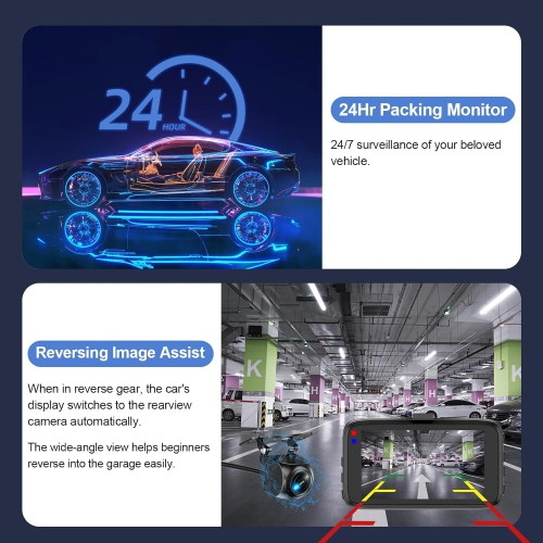 Dash Cam Front and Rear Camera,1080P Dual Dashcams for Cars with 64GB Card, Car Dashboard Camera with 3'' IPS Screen with Night Vision, G-Sensor,