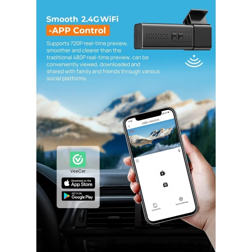 Dash Cam WiFi 2.5K Dashcam, Front Dash Camera for Cars, Mini Dashcams with App, Night Vision, G-Sensor, Loop Recording, 24H Parking Mode, Free 32G SD