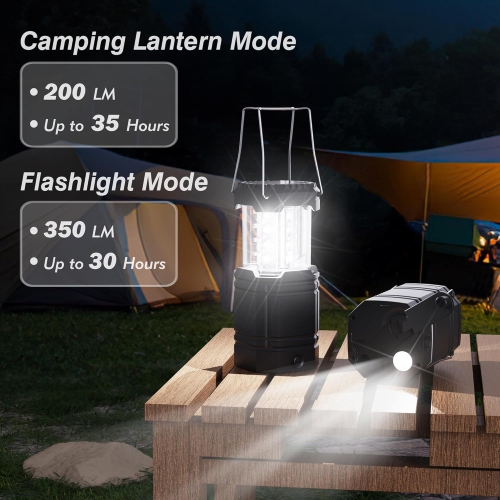 Camping Lantern, 3000mAh Rechargeable Battery Solar Hand Crank Powered Emergency Lights , Collapsible Portable Flashlight Camping Tent Light for