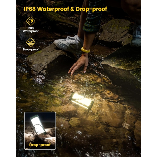 Camping Lantern Rechargeable, Up to 80Hrs, 5000mAh 106 LED Lantern with 5 Brightness 3 Modes & SOS, IP68 Waterproof, Max 1200LM, Camping Light for