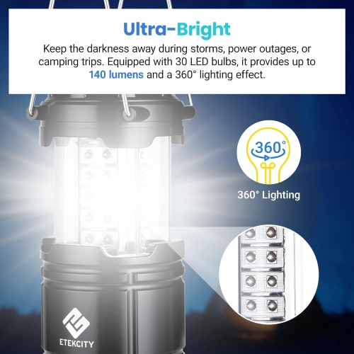 Portable LED Camping Lantern Flashlight with 3 AA Batteries-Survival Light for Emergency, Hurricane