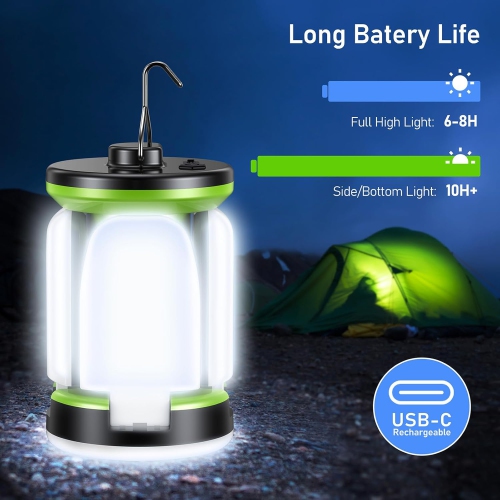 Camping Lantern Rechargeable, Camping Lights Lamp-7 Light Modes 60 LED Ultra Bright LED Tent Light 10+ Hrs Runtime for Camping, Emergency, Fishing,