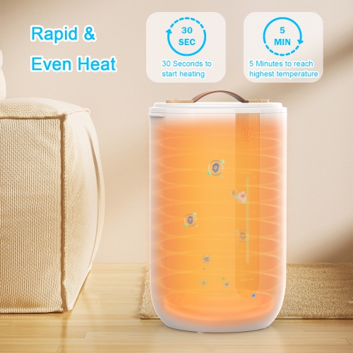 Keenray Towel Warmer for Bathroom, Towel Warmer Bucket with Heating Progress Bar, Fragrant Disc Holder, Leather Handle, Auto Shut-Off Fits Up to Two