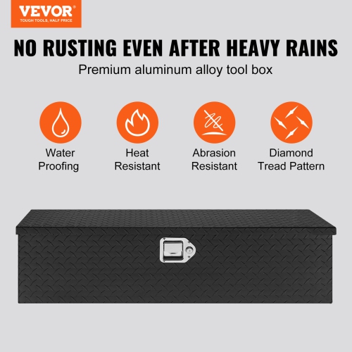 VEVOR 39"x13"x10" Heavy Duty Aluminum Truck Bed Tool Box, Diamond Plate Tool Box with Side Handle and Lock Keys, Storage Tool Box Chest Box Organizer