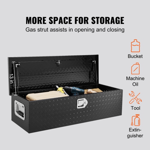 VEVOR 39"x13"x10" Heavy Duty Aluminum Truck Bed Tool Box, Diamond Plate Tool Box with Side Handle and Lock Keys, Storage Tool Box Chest Box Organizer