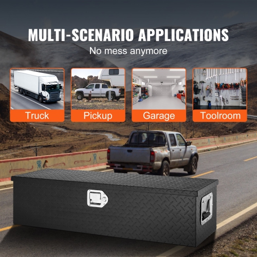VEVOR 39"x13"x10" Heavy Duty Aluminum Truck Bed Tool Box, Diamond Plate Tool Box with Side Handle and Lock Keys, Storage Tool Box Chest Box Organizer