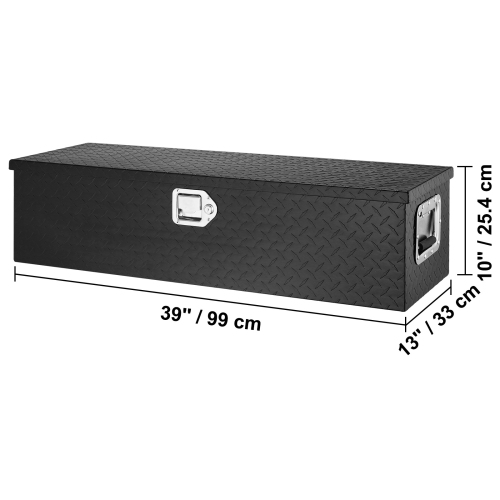 VEVOR 39"x13"x10" Heavy Duty Aluminum Truck Bed Tool Box, Diamond Plate Tool Box with Side Handle and Lock Keys, Storage Tool Box Chest Box Organizer