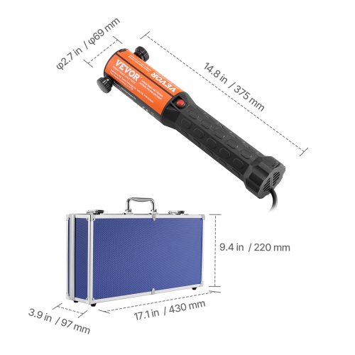 VEVOR 1000w Magnetic Induction Heater Kit, 110V Portable Hand-held Induction Heater with 10PCS Induction Coils, Flameless Induction Heater Bolt