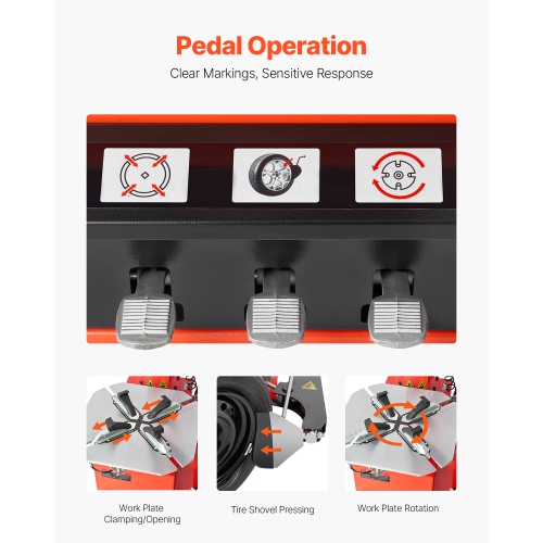 VEVOR 1.5HP Tire Changer Machine, Copper Motor, Durable Tire Changer with Air Pressure Gauge & Clamping Jaw Sheath, Pedal Operated Tire Changer with